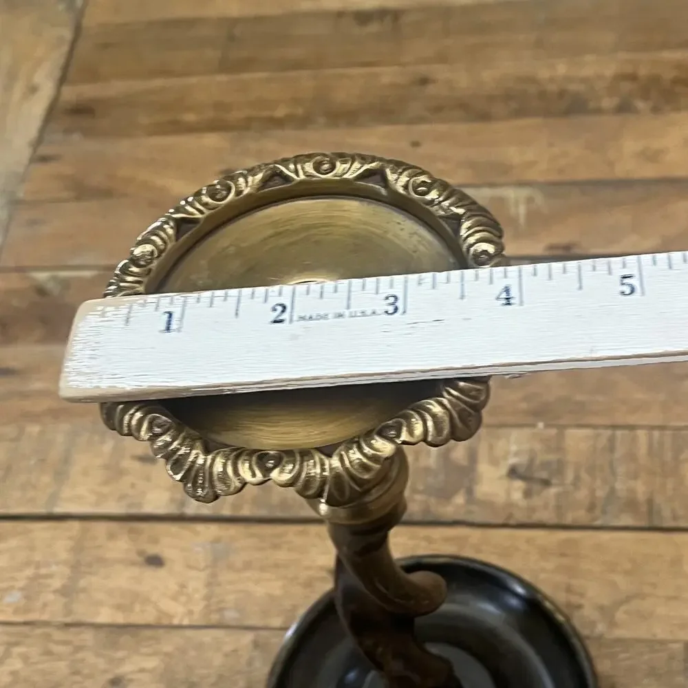 Vintage Maitland Smith Bronze Brass Barley Twist Candlestick Holder 11